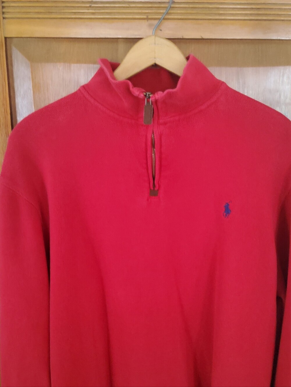 Ralph Lauren Men’s Red Quarter-Zip Sweater Size L GUC